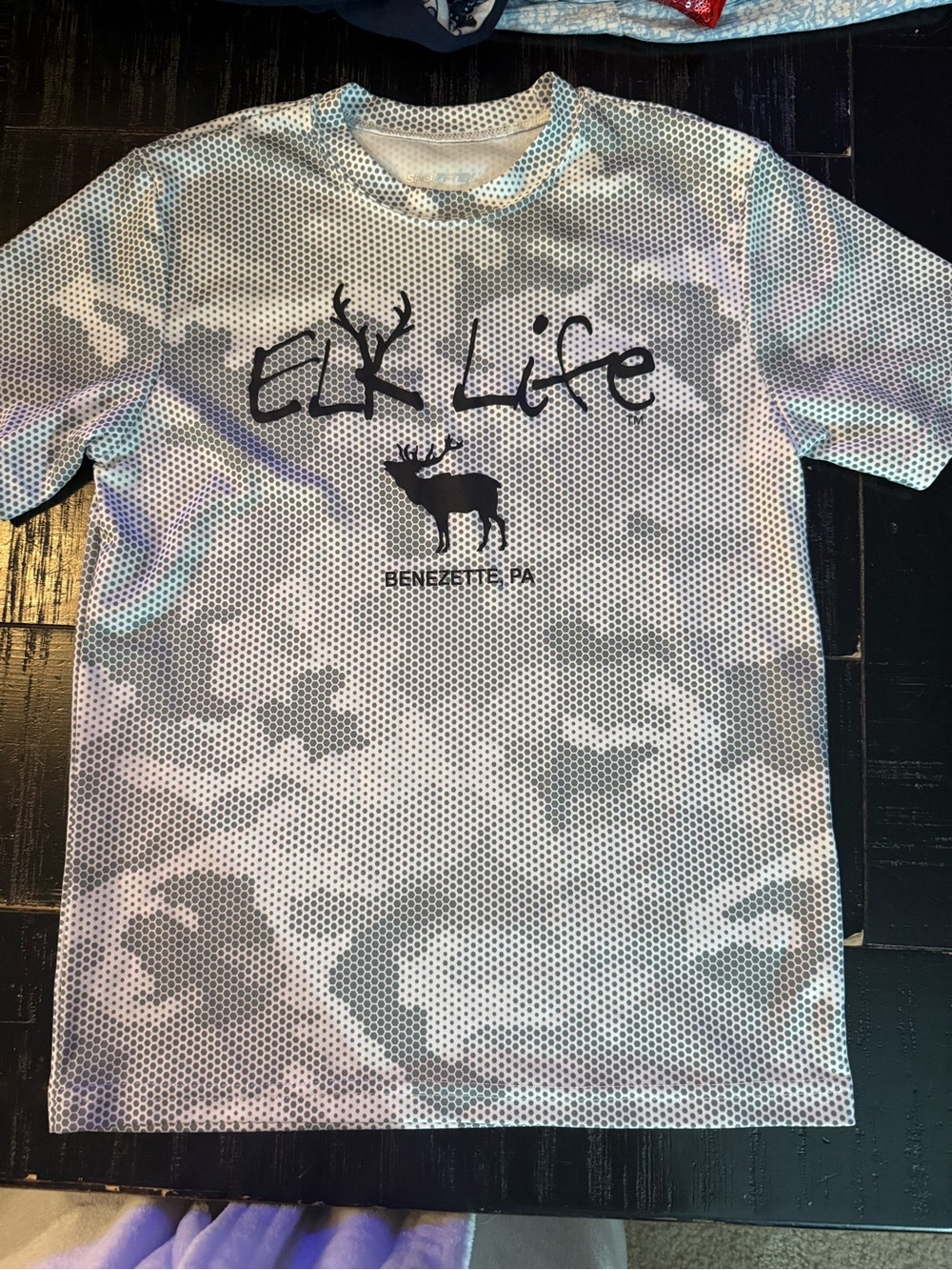 Elk Life Kids Short Sleeve Tee - White/Camo size M